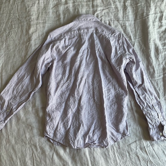 Uniqlo Men's Casual Linen Button Down Shirt - Light Purple - Picture 2 of 8
